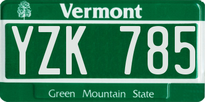 VT license plate YZK785