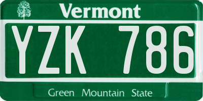 VT license plate YZK786