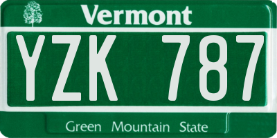 VT license plate YZK787