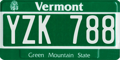 VT license plate YZK788
