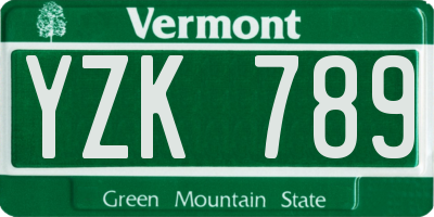VT license plate YZK789
