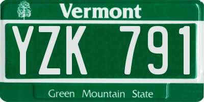 VT license plate YZK791