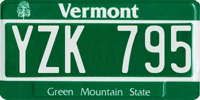 VT license plate YZK795