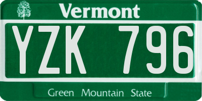 VT license plate YZK796