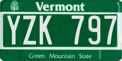 VT license plate YZK797