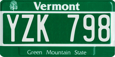 VT license plate YZK798