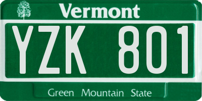 VT license plate YZK801