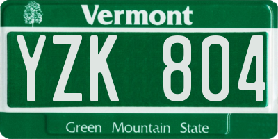 VT license plate YZK804