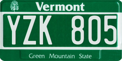 VT license plate YZK805
