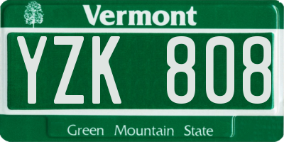 VT license plate YZK808