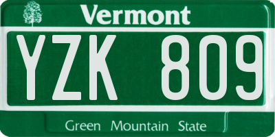 VT license plate YZK809