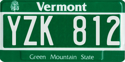 VT license plate YZK812
