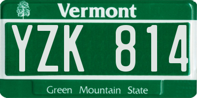 VT license plate YZK814
