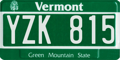 VT license plate YZK815