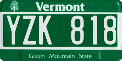 VT license plate YZK818