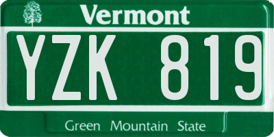 VT license plate YZK819