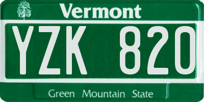 VT license plate YZK820