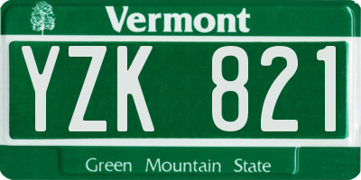 VT license plate YZK821