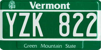 VT license plate YZK822