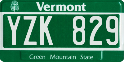 VT license plate YZK829