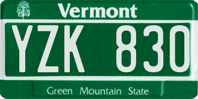 VT license plate YZK830