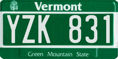 VT license plate YZK831