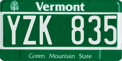 VT license plate YZK835