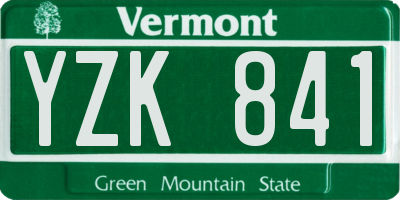 VT license plate YZK841