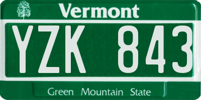 VT license plate YZK843