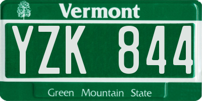 VT license plate YZK844