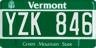 VT license plate YZK846