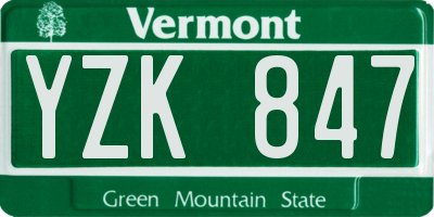 VT license plate YZK847