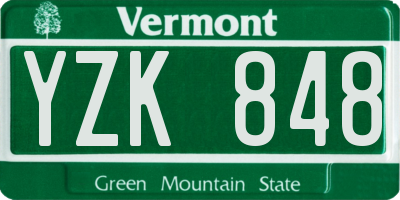 VT license plate YZK848