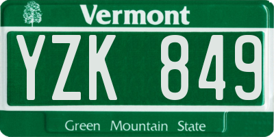 VT license plate YZK849