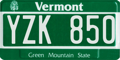VT license plate YZK850