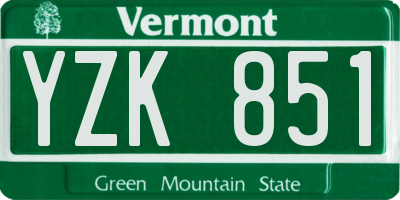 VT license plate YZK851