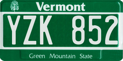 VT license plate YZK852