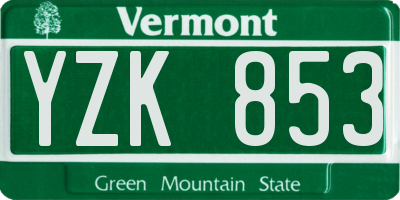 VT license plate YZK853