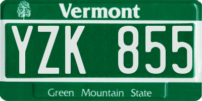 VT license plate YZK855