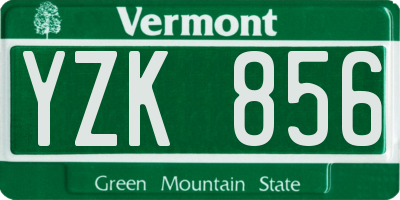 VT license plate YZK856