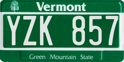VT license plate YZK857