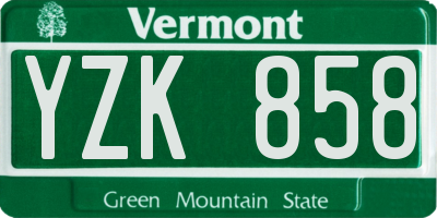 VT license plate YZK858