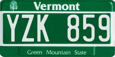 VT license plate YZK859
