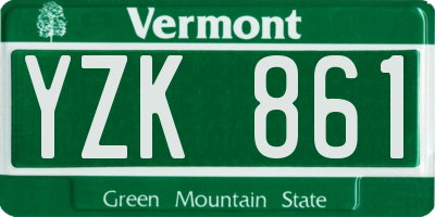 VT license plate YZK861