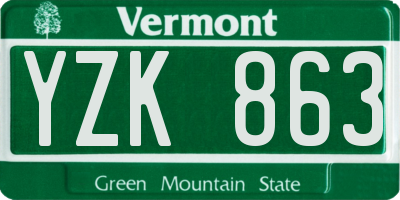 VT license plate YZK863