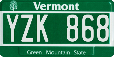 VT license plate YZK868