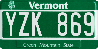 VT license plate YZK869