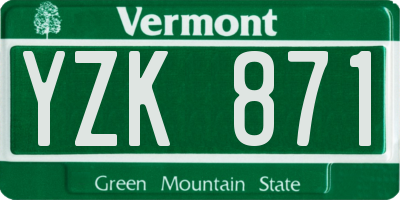 VT license plate YZK871