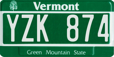VT license plate YZK874
