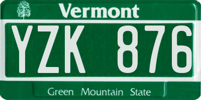 VT license plate YZK876